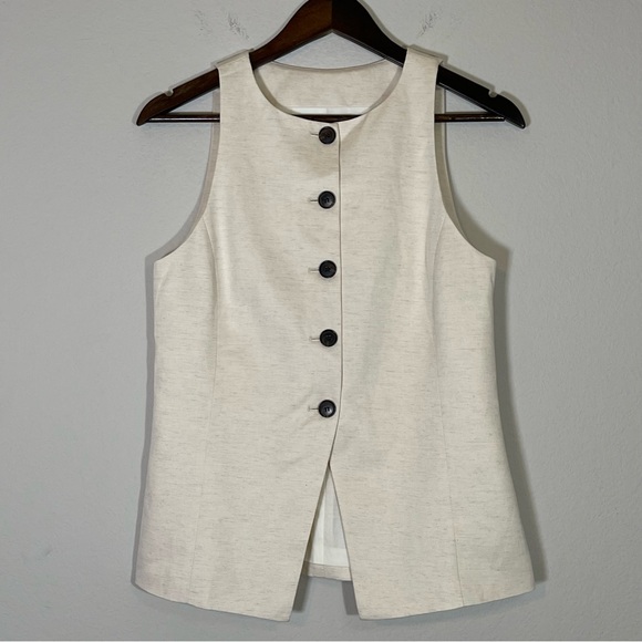 Madewell NWT Crewneck Cutaway Vest in Drapey Twill Size 0 in Vintage Ivory - Picture 6 of 12